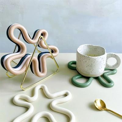 Silicone Table Mat Irregular Geometrical Heat Resistant Coasters Non-slip Pot Holder Drink Cup Placemat Kitchen Pan Pads