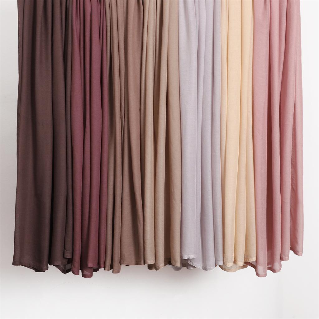 Fashion Muslim Hijab For Women Cotton Rayon Modal Hijab Scarf Solid Color Headscarf Wraps Islamic Headband Turban Veils 185*75Cm