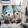 Puppy Print Flannel Blanket, High quality Comfortable for All Seasons, Home Decor, Warmth and Comfort, Perfect for Christmas Gifts