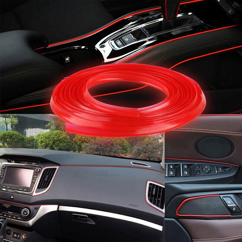 5M Red 16ft Car Interior Door Gap Edge Line Molding Strip Decorate Accessories