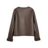 ELLE French Vintage Style Shearling Fashion Design Casual Loose Plush Leather Jacket Women jackets EF52678