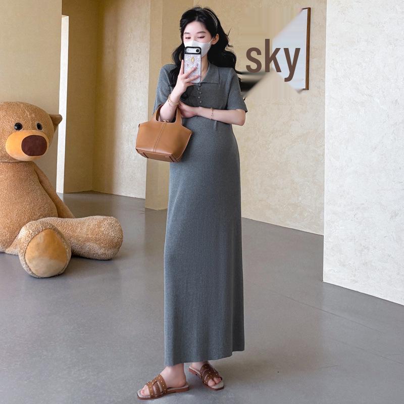 2026 Slim-Fit Knitted Maternity Dress - Stylish, Plus Size Casual Wear 2XL
