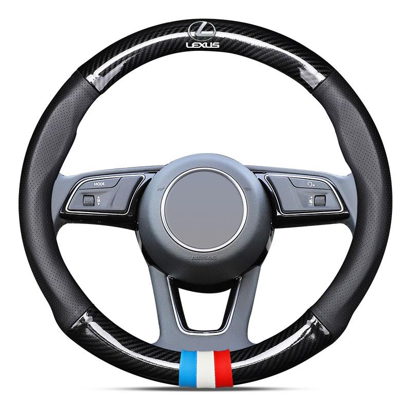 Car Steering Wheel Cover Breathable Anti Slip Carbon Fiber Leather Steering Cover For Lexus IS250 IS200 CT200h GS300 LS430 RX450h LX570 IS300 ES RX LS