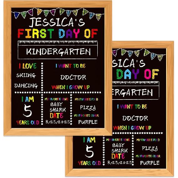 First Day of School Board Sign - Double Sided Apple First and Last Day of Preschool Kindergarten Chalkboard Sign Reble & Erasable Back to School чёрный