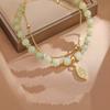 LATS Green Glass Imitation Opal Bracelet for Women Exquisite Gold Color Leaves Wrist Strap Bangle Chain Bracelets Girls Gifts