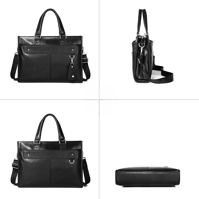 Genuine Leather Briefcase Men's Bag High-end Head Computer Bag Waterproof Handbag