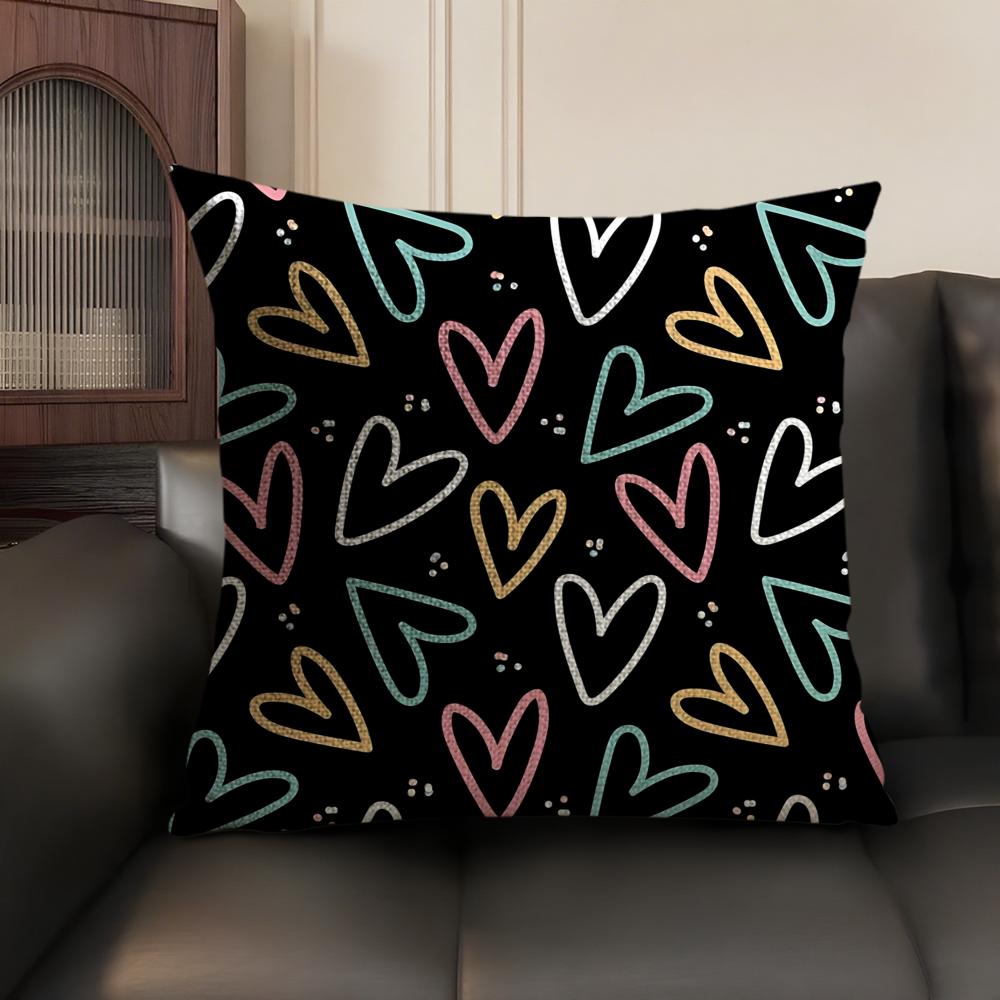 Fashion Love Heart Cushion Cover Natural Linen Organic Fabric DoubleSided Printing Sofa Home Decor Breathable Environmentally