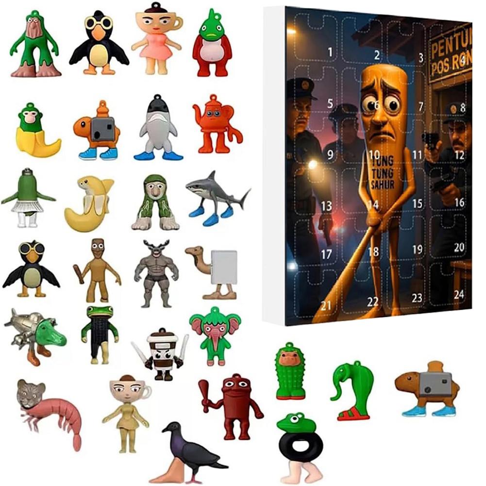 Italian Brainrot Advent Calendar Tungtung Sahur Tralalelo 24 Days Advent Calendar Monsters Figurine Christmas Birthday Gift