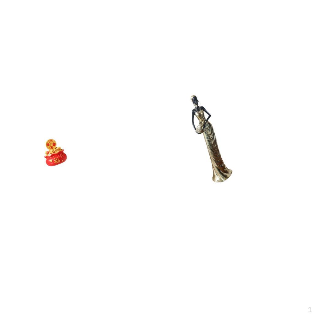 Festival Treasure Basin Cornucopia Ornament And African Tribal Lady Statue Vintage Art Crafts