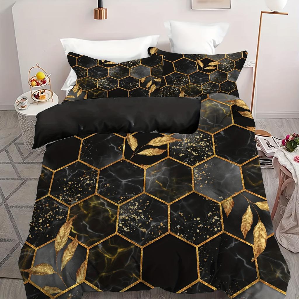 High-End Premium Soft Duvet Cover Set Fashion Clasic Popular Mesh Leaf Digital Print Beding Set Soft And Comfortable Soft Duvet Cover For Bedrom