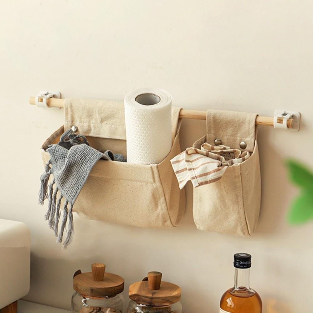 Foldable Wall Mounted Fabric Storage Bag Multi-Pocket Large Capacity Wall Mounted Bag Cotton Hanging Storage Bag Dormitory