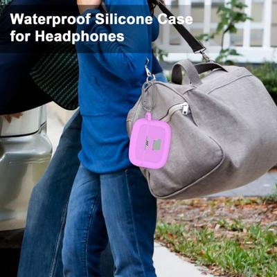 Silicone Headphone Protective Waterproof Solid Color Case Dustproof with Hanging Buckle Wireless Earphone