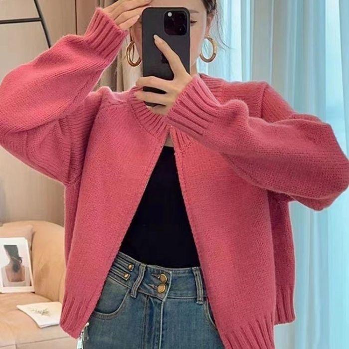 Měkký a lepkavý pletený kardiganový kabát pro dámské podzimní a zimní nové svrchní oblečení