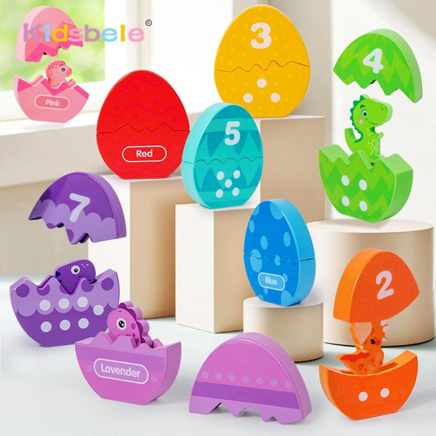 Topmix Wooden Montessori Dinosaur Egg Puzzle Toy Color Number Matching Game Early Learning Gift Color Cognition Sensory Toy For Toddler