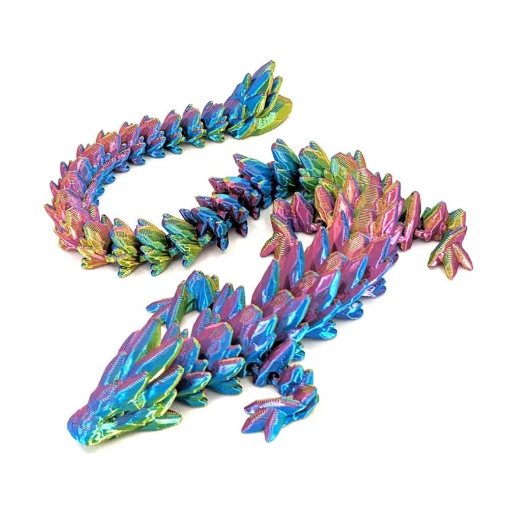 1Pc 3D Printed Gemstone Dragon Figurine-Iridescent Plastic Desk Decor, Ideal for Bedroom & Office, Perfect Gift for Christmas