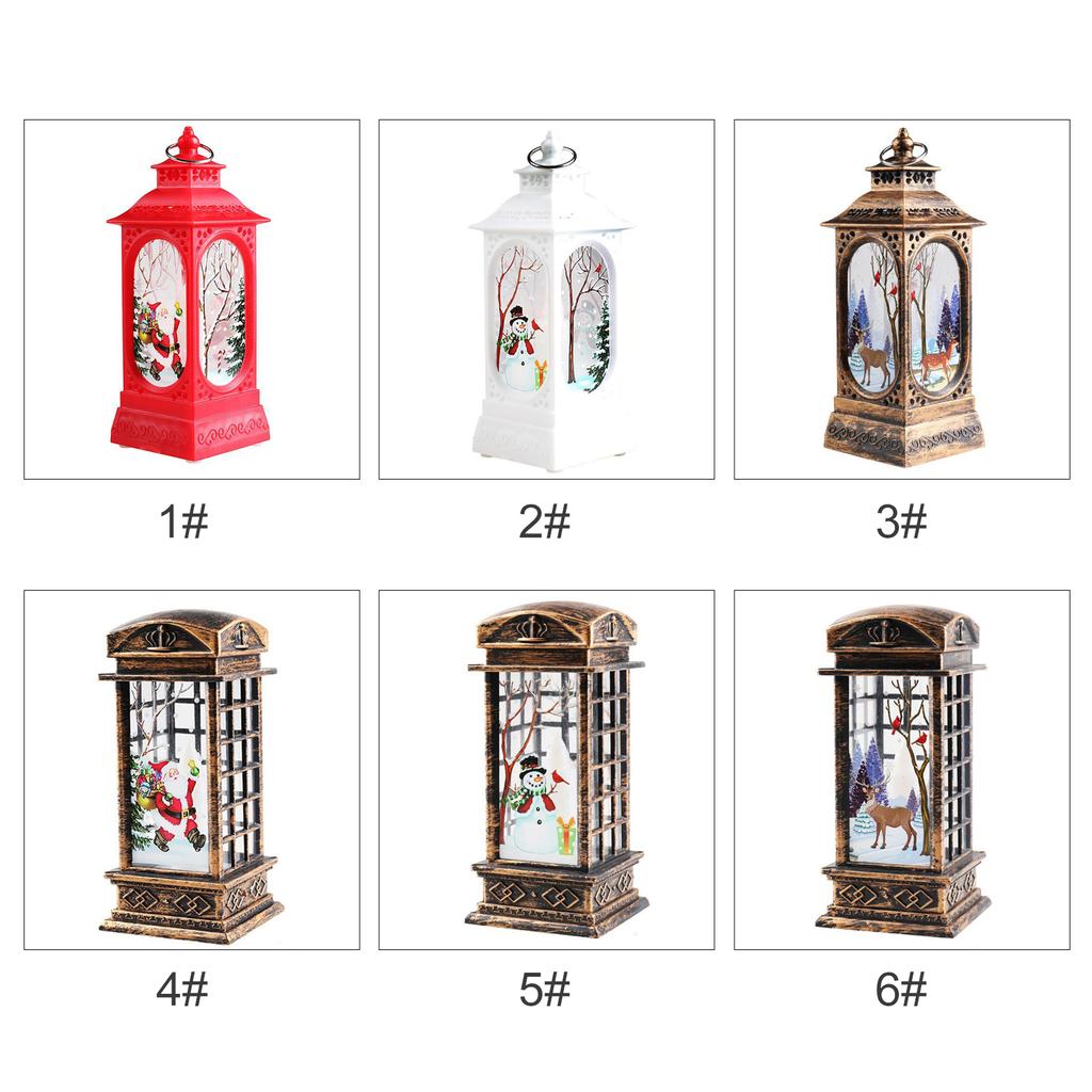 Christmas Snow Globe Lantern LEDs Hang-ing Lamp Warm Night Light Batterys Operated for Home Ornamnet Gifts
