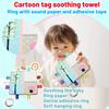 Baby Cartoon Label Comfort Towel, Soft Hanging Ring With Rattle Teether
