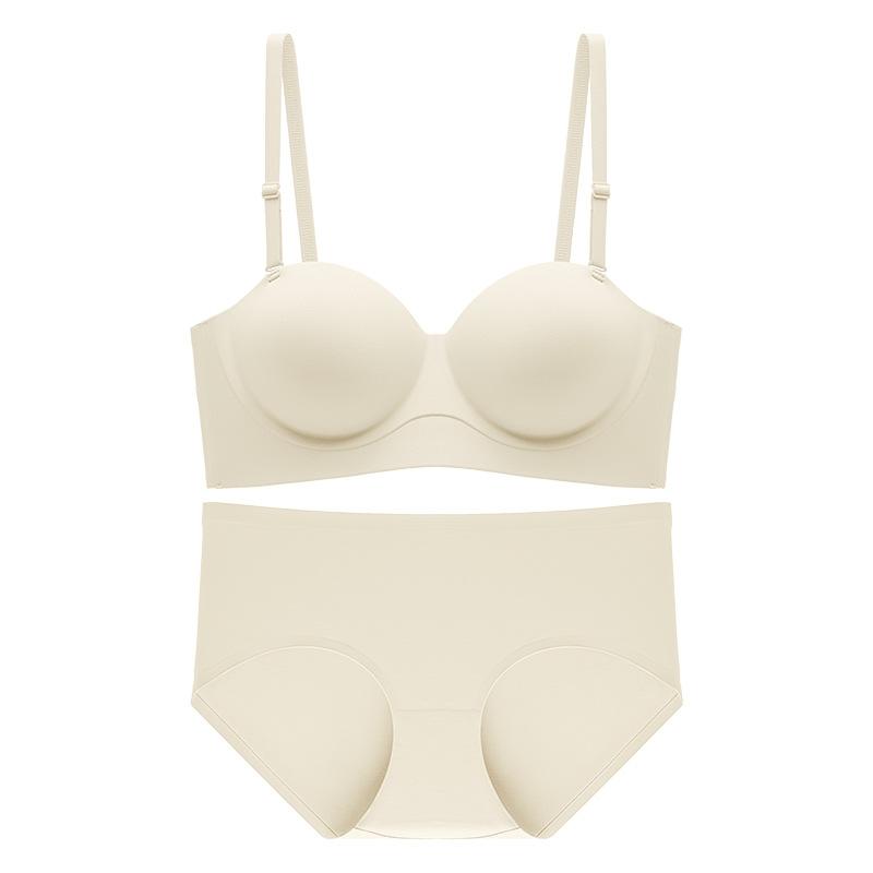 Thin breathable underwear women's small breasts gather and show large adjustment type flat chest special non-slip strapless half cup bra cover
