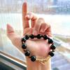 Maillard style natural black agate tiger's eye contrast bracelet