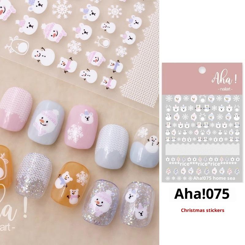 Christmas Nail Art Stickers Cartoon Santa Claus Snowman Snowflake Embossed Pattern Nail Sticker Nail Decals Manicure Decorations