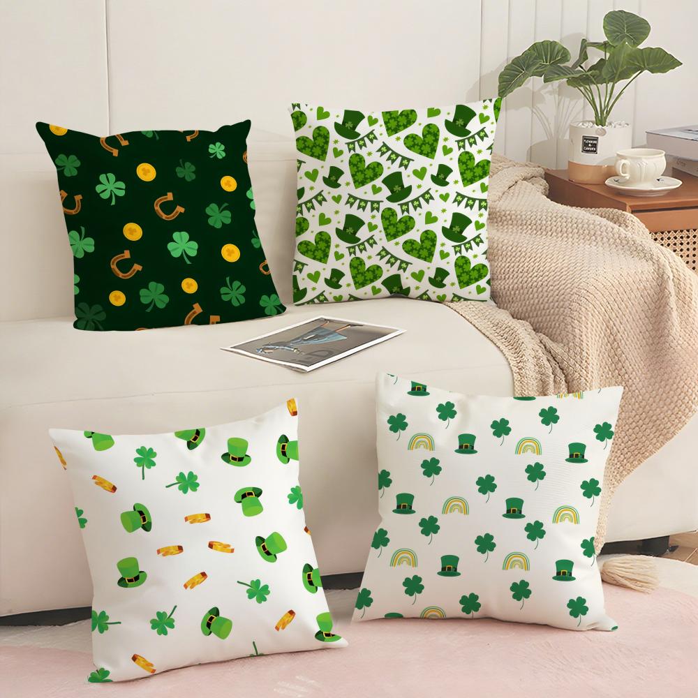 Funny St. Patrick'S Day Cushion Cover Soft Short Plush Pillow Cover Smooth Cozy Texture Aesthetic Cushion Case Home Decor