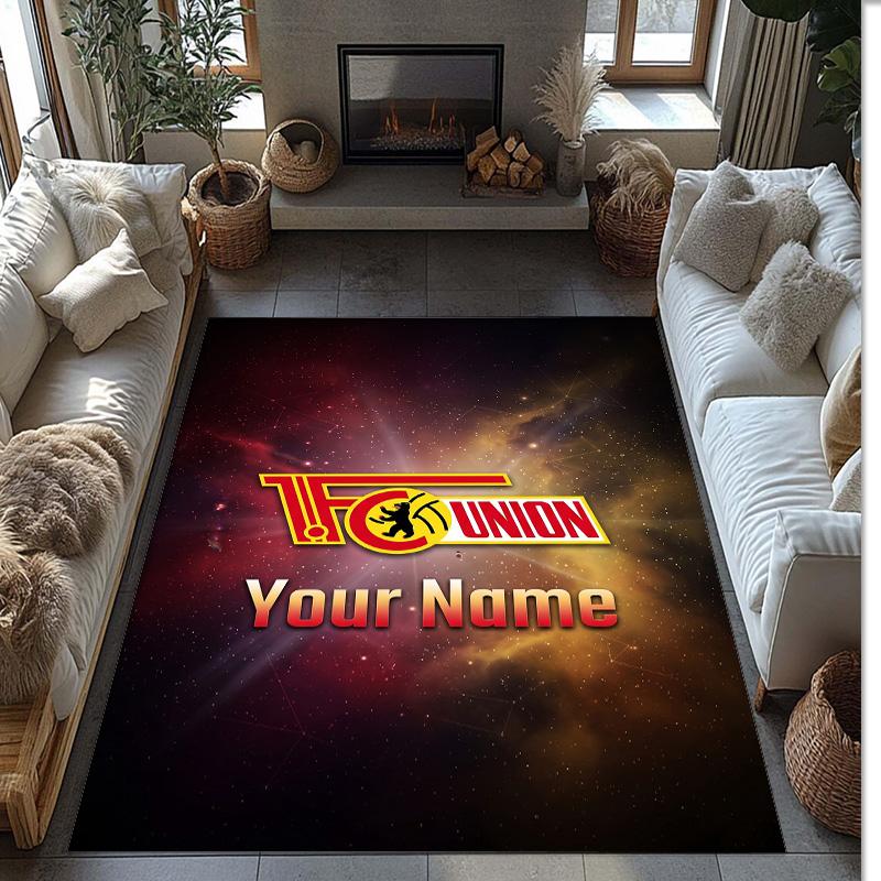 Union Berlin FC Printed Crystal Velvet Rug Non‑Slip Crystal Velvet Carpet For Sofa Bedroom Indoor Home Decoration