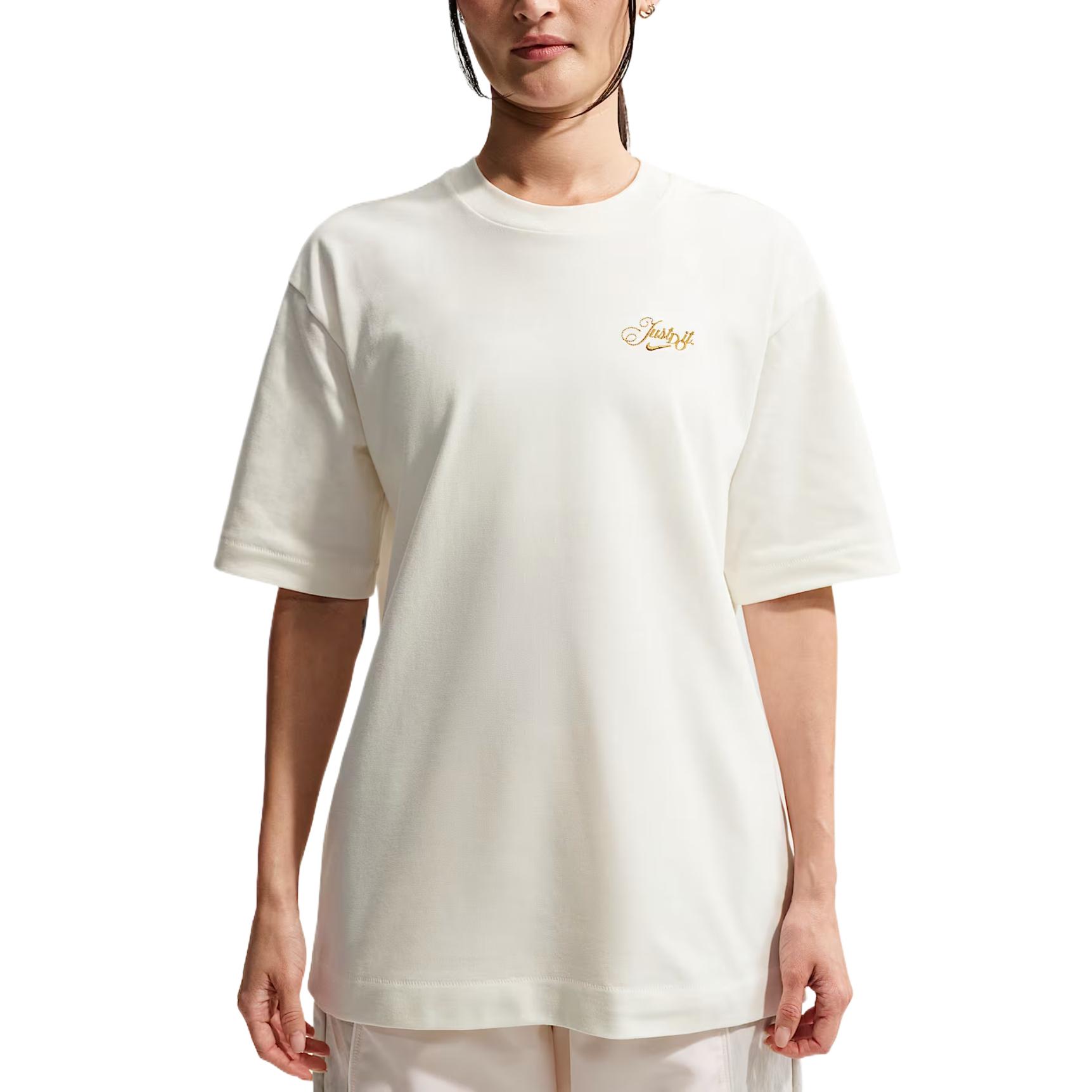 

Nike Loose Fit Round Neck Comfortable Solid Color Short Sleeve Drop Shoulder T-Shirt Women tops IO3526-133 XS