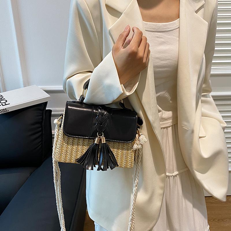 Beach Straw Crossbody Bag For Women 2024 New Designer Boho Summer Bag Pu Leather Handbag And Purse Travel Cross Body Phone Bag