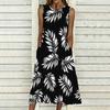 Women Plus Size Sleeveless Round Neck Dress Bright Tropical Flamingo Printed Loose Maxi Gown