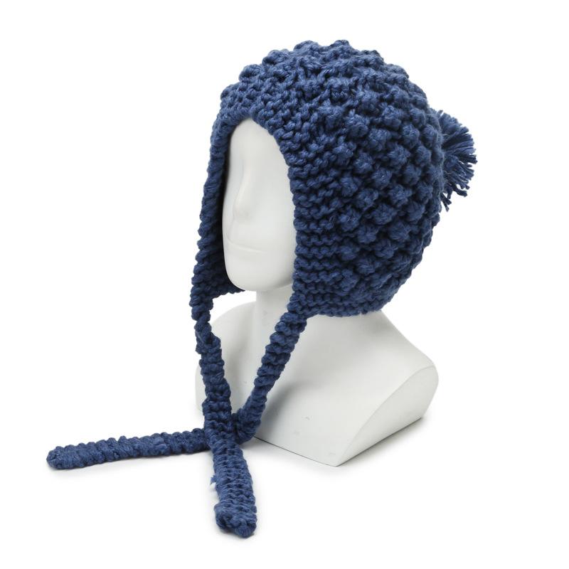 Autumn and Winter Hats for Women In Women's Cute Multi Color Ear Protection Wool Knitted Hat Outdoor Shopping Baotou Warm Cotton Hat