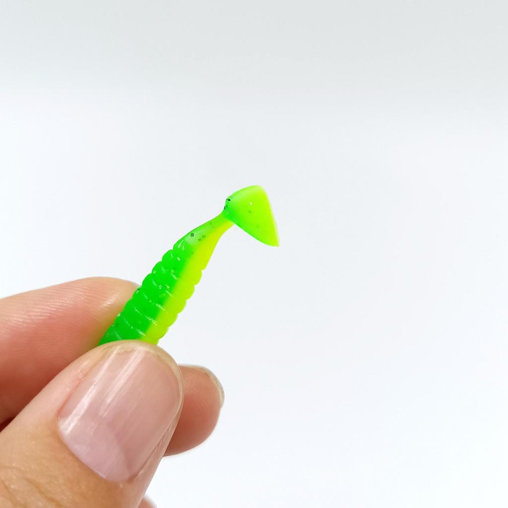 DUODUOYU 30PCS Mini Soft Fishing Lures 30mm/0.6g Small T-tail Worm Lure Silicone Artificial Bait Bass Pike Fishing Tackle