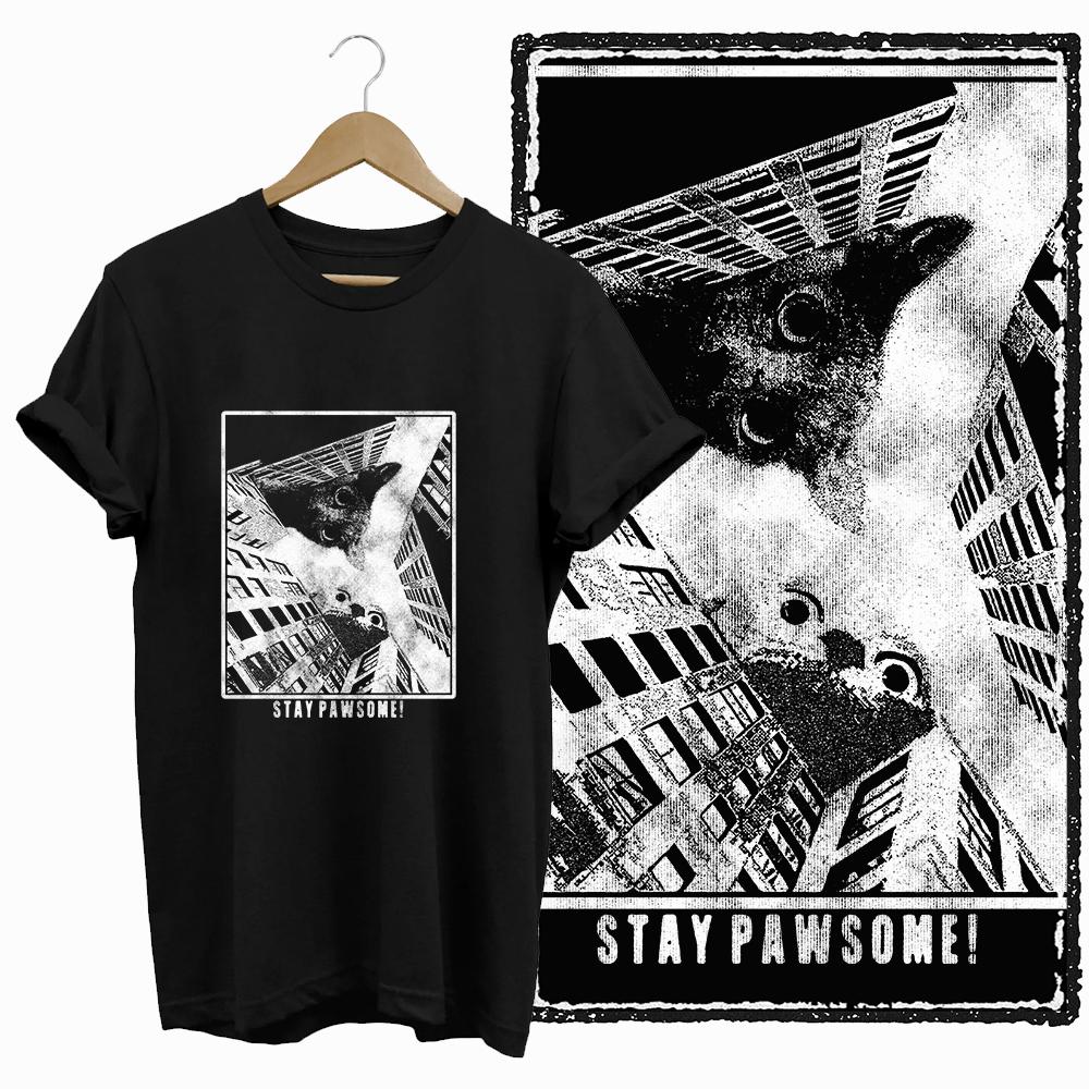 COOLMIND CAT Print  BLACK Short Seleve 100% Cotton Exclusive Graphic Women T Shirt Big Size O-neck Cotton Cat Lover Women Tshirt