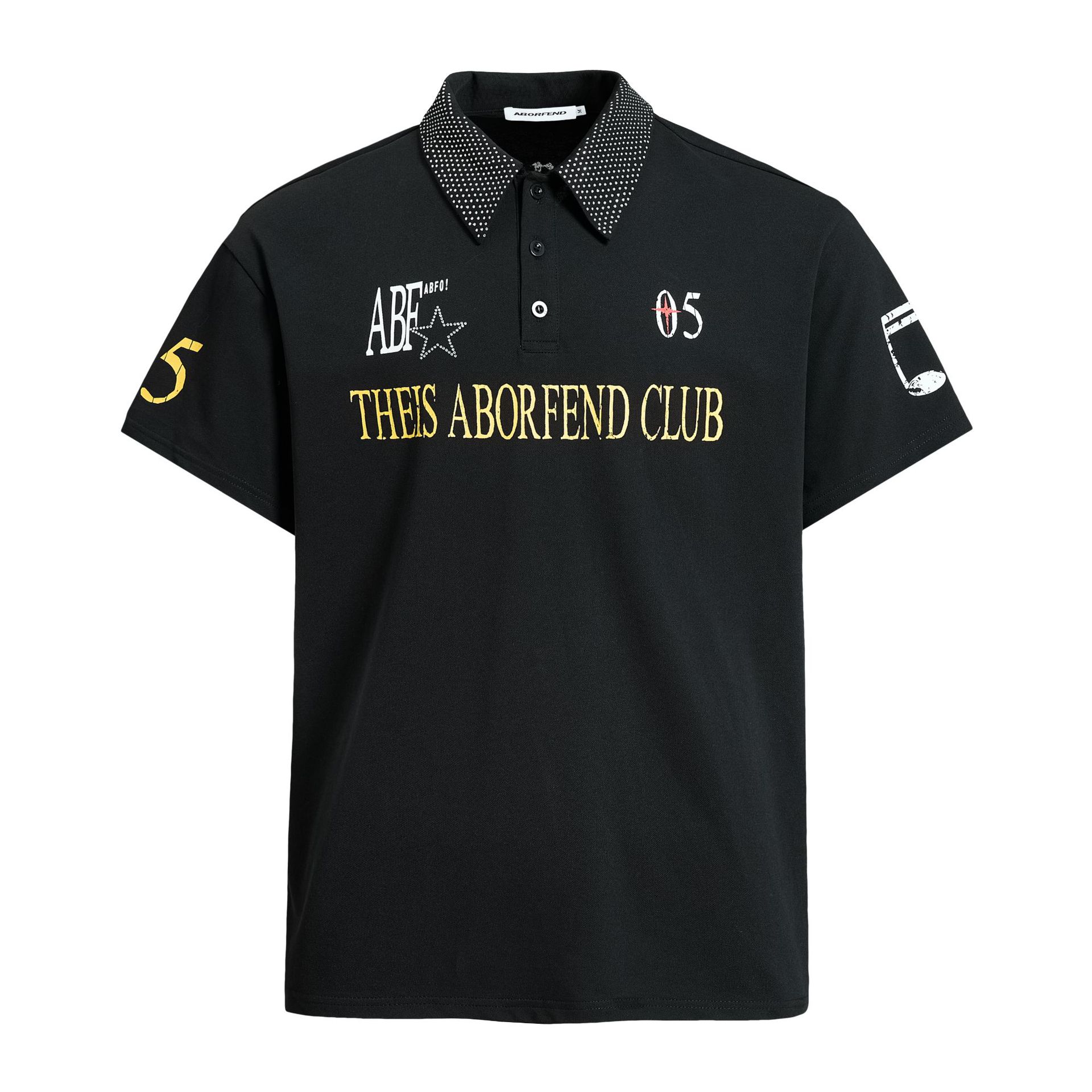 Summer short-sleeved American polo lapel T-shirt S чёрный