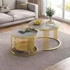 Nordic Light Luxury Stackable Round Coffee Table - Modern Creative Design with Storage, Ideal for Small Apartments.