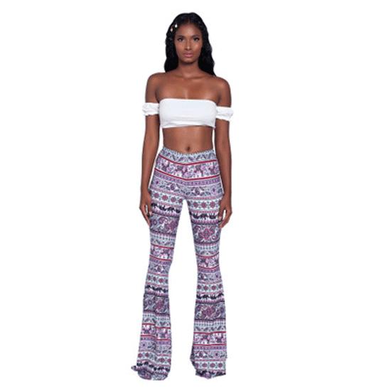 Buy Bohemian Floral Long Pants High 