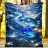 Underwater Fish Blanket Personalized Name Flannel Blanket Soft Cozy Plush Throw for Sofa Bed Lightweight Home Décor
