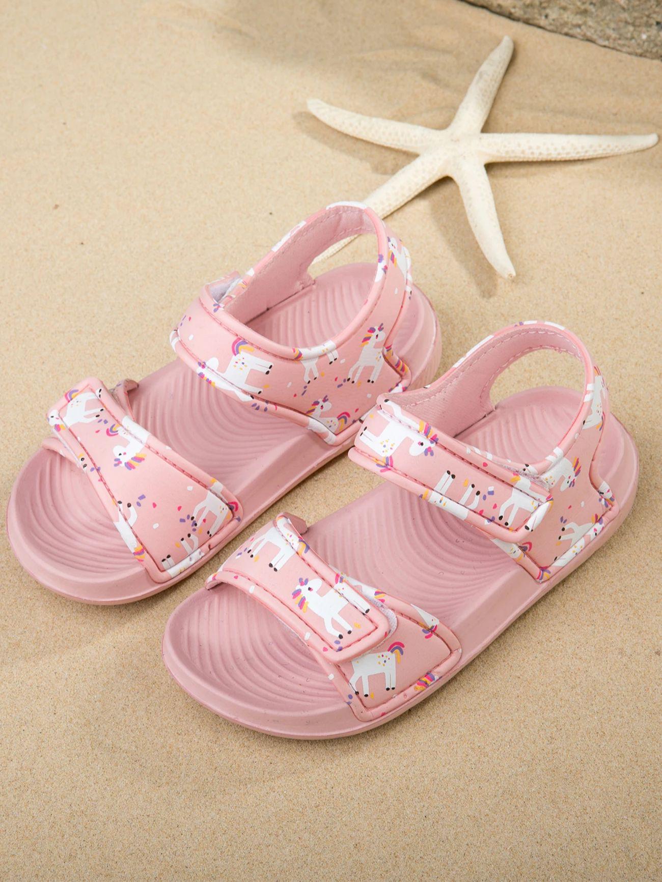 Summer Girls Fashion, Leisure, Comfortable Outdoor Beach Soft Sole Velcro Sandals 30