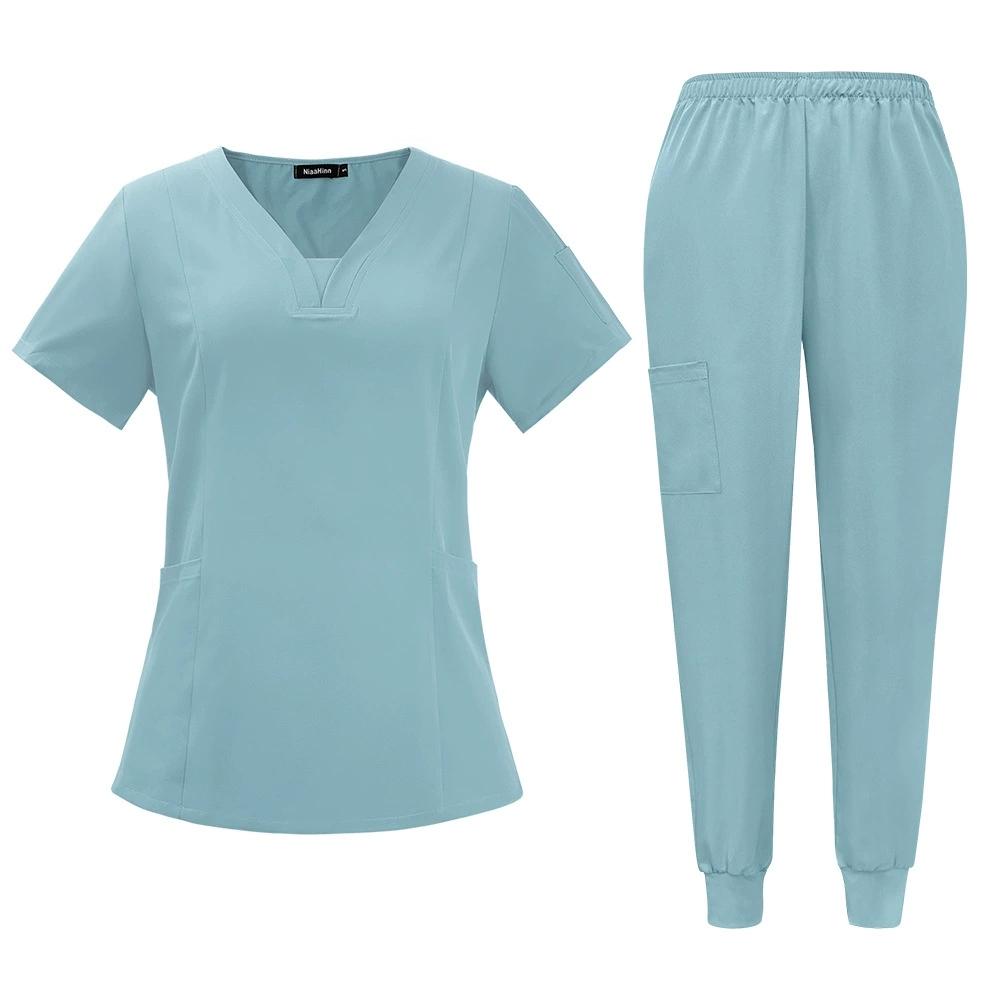 Breathable Hospital Uniforms Nurse Beauty Dental Salon Work Clothes Suits Custom LOGO Uniform Medical Scrubs Sets for Men Women