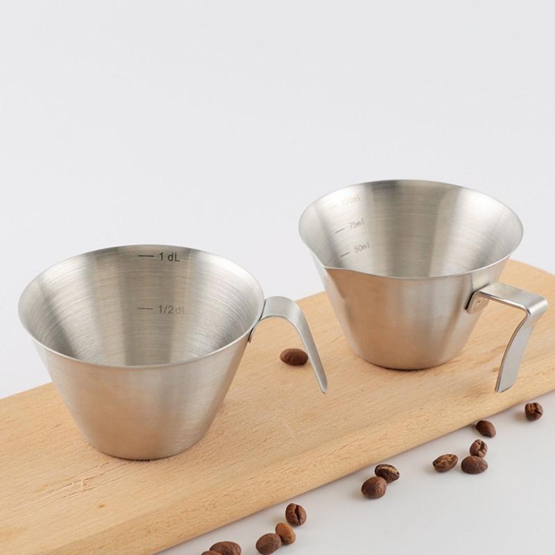 Coffee Measuring Cup With Pour Spout And Clear Measurement Lines Stainless Steel Gadget For Baristas