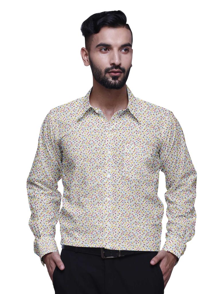 BESTMAN Printed Cotton Shirts For Men Long Sleeve Slim Fit Formal Shirt For