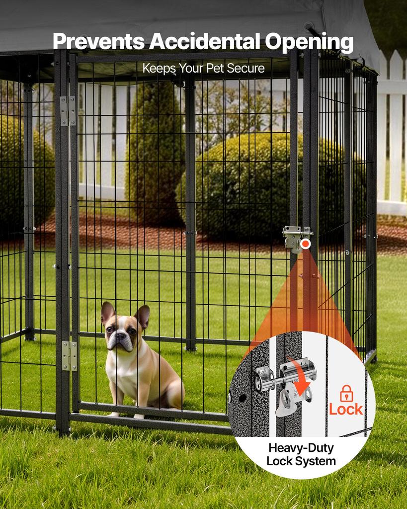 VEVOR Outdoor Dog Kennel, 1.12 x 1.15 x 1.25 m Large Dog Kennel with Secure Lock