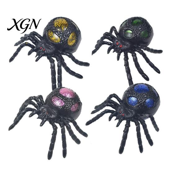 Halloween Party Dekoration 1/4 Stück Glitzer Spinne Quetschspielzeug, Stressabbau Realistisches Gruseliges Gadget Fake Scherzartikel Tragbarer Linderer