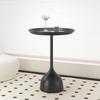 Modern Minimalist Round Side Table - Small Coffee/Sofa Table with Wrought Iron Storage Cabinet