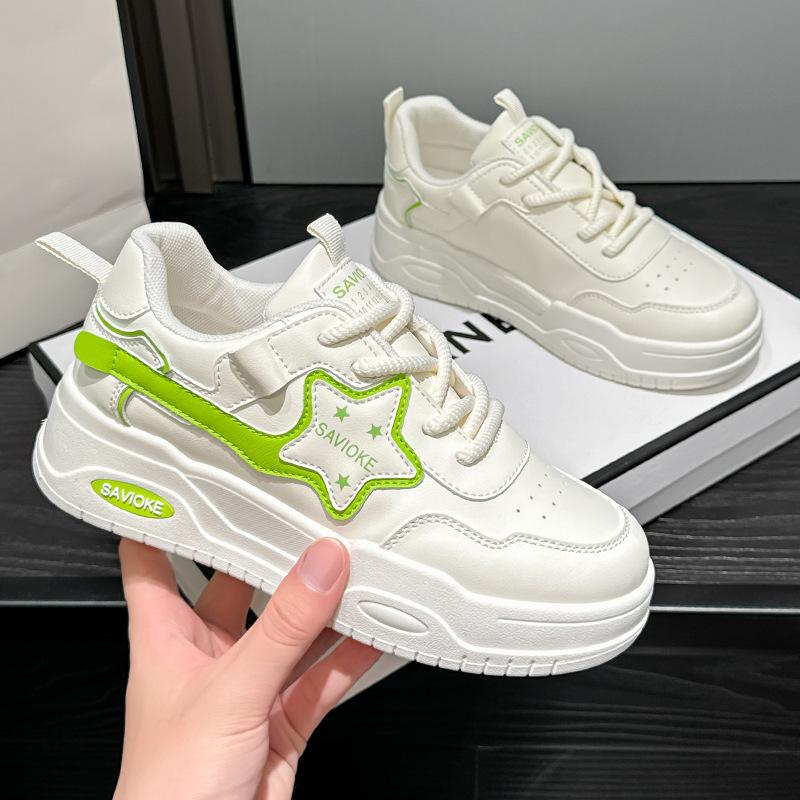 Frühling und Herbst neue Sport- und Freizeit-Ins-Plattform-Ledereinzel schuhe Board schuhe