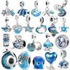 New Blue Marine Creatures Conch Jellyfish Turtle Shark Copper Charm Pendant Fit For Original Bracelet Diy Women'S Jewelry