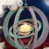 LED Candle Lantern Toy DIY Kit for Mid-Autumn Festival, Hollow Wooden Rotating Ring Making Set with Rabbit, Handmade Tassels