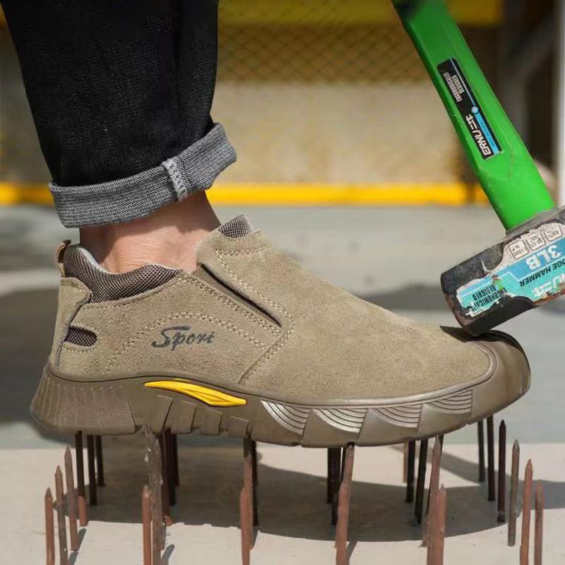 Oulylan Antislip Round Toe Safety Boots Anti-Smash Work Shoes Men Wear Resistant Labor Footwear For Working Large Size 38 To 45