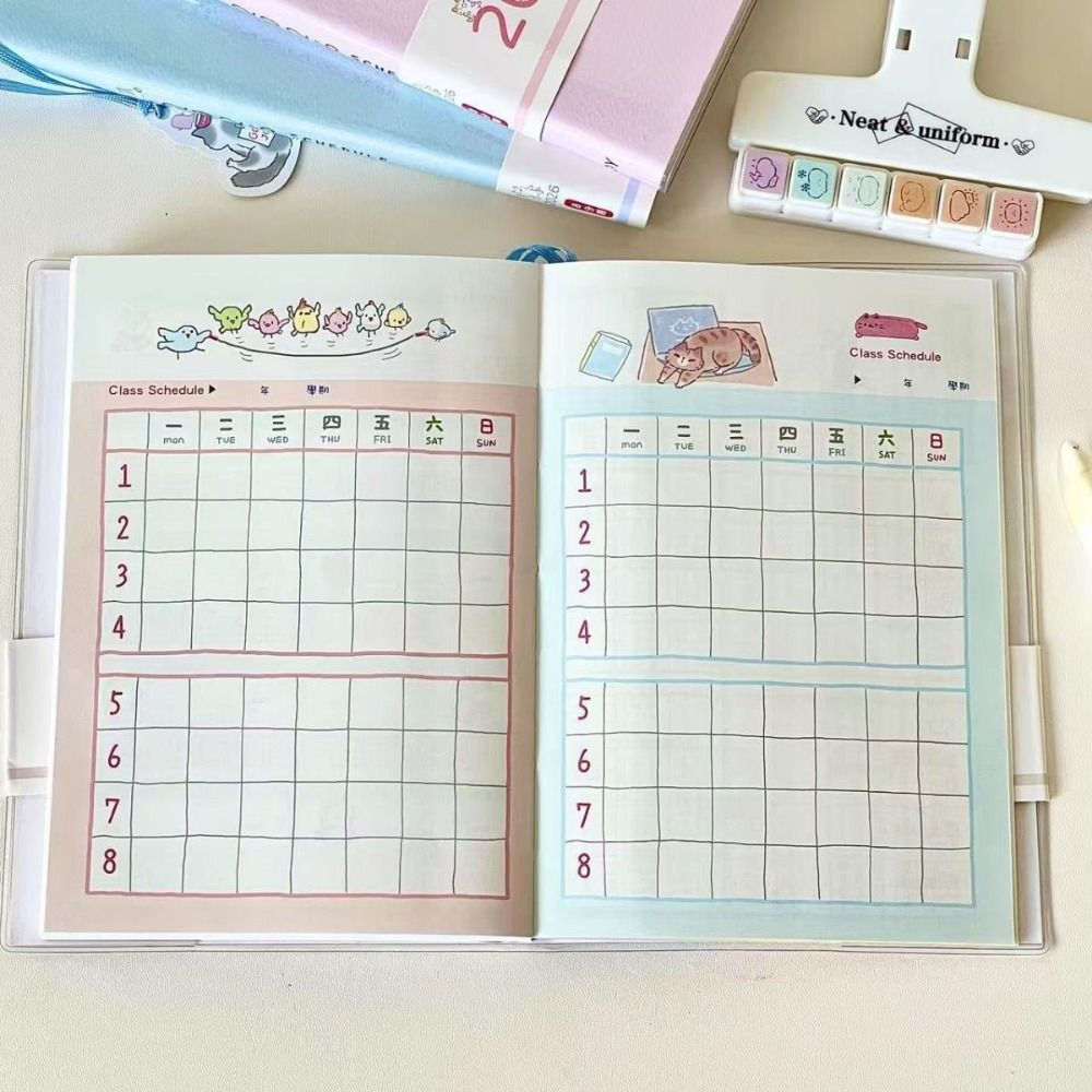 Cute Kitten Illustration 2026 Planner B6 Notebook Agenda Book To Do List Notepad with Calendar Appointment Book