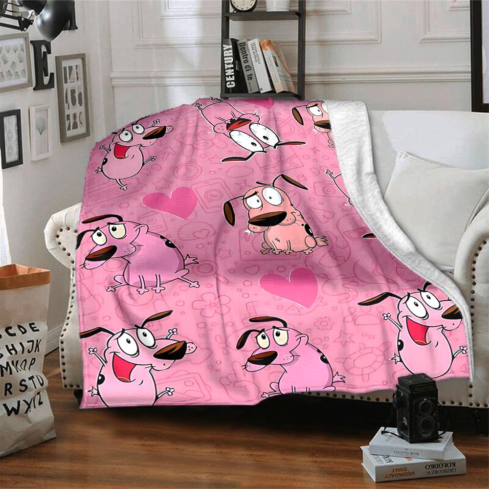 1Pc Pink Dogs Heart Flannel Blanket, Soft And Comfortable, Casual Warm, Camping Travel, Christmas, Halloween Xmas Gift N1345