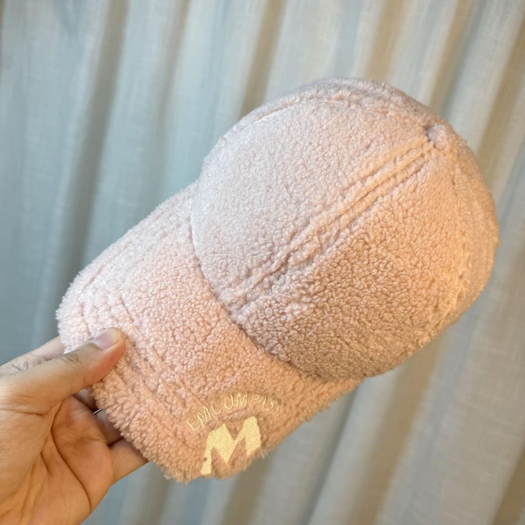 Hat Women's Autumn and Winter Thickened Warm Baseball Cap Korean Style Ins Trendy Shearling Face Revealing Small Versatile Peaked Cap